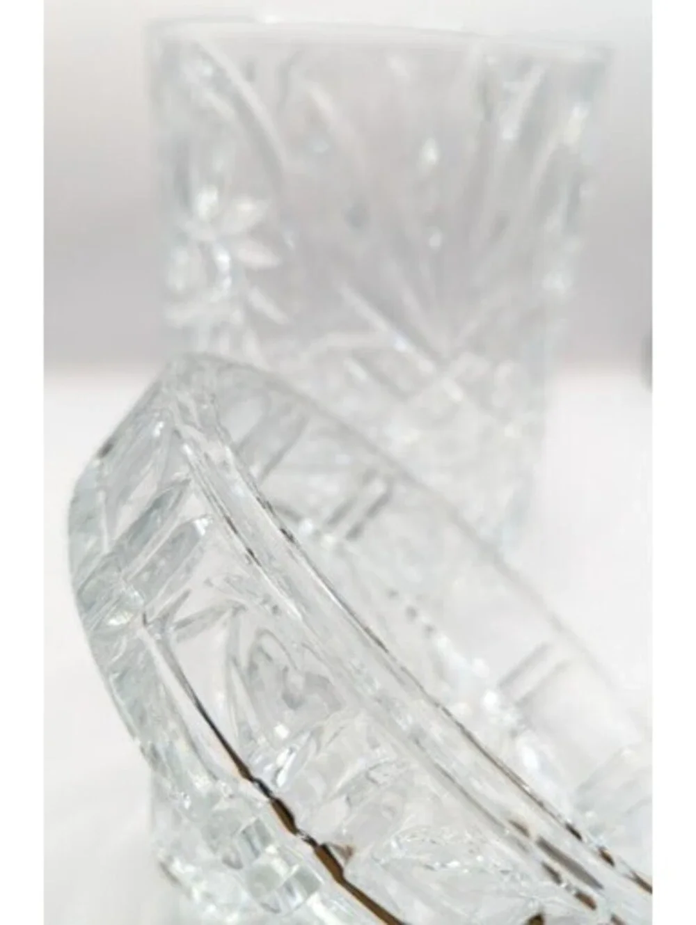 Vintage St. George Lead Crystal Biscuit Barrel Cookie Jar Lidded Fan Pinwheel